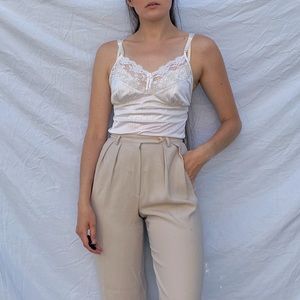 SOLD VTG Striped Lace Trim Low Back “Silky” Cami